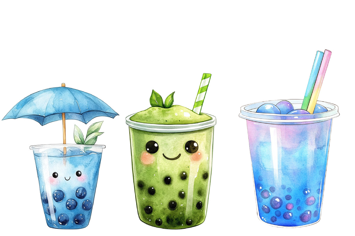 Cute Boba Tea Clipart, an Illustration by Designworld (Photo 4 of 5)