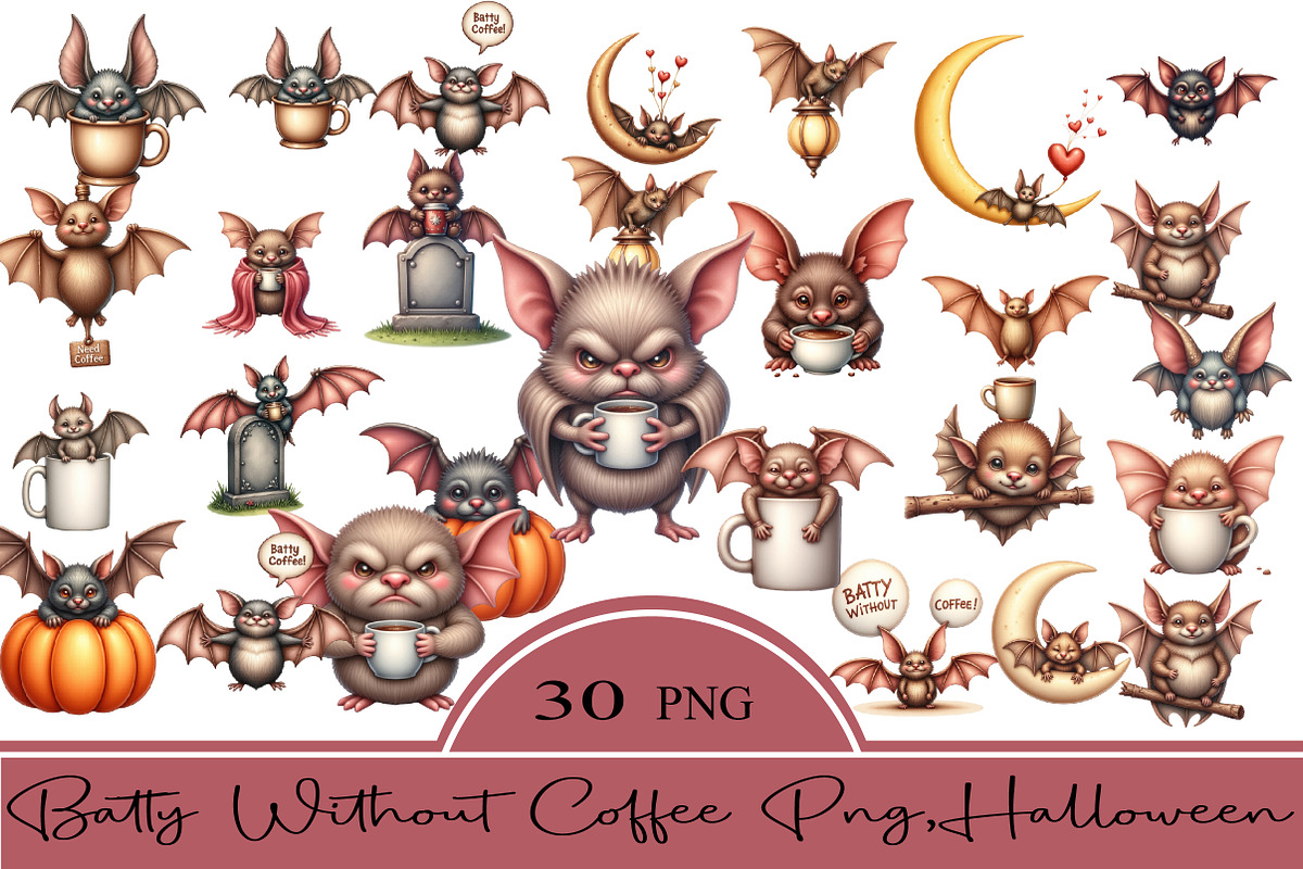 Batty Without Coffee Png,Halloween P, an Illustration by CrexoraLab (Photo 1 of 5)