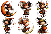 Quirky Halloween Witch Clipart, an Illustration by Pixels.Craft (Thumbnail 5 of 6)