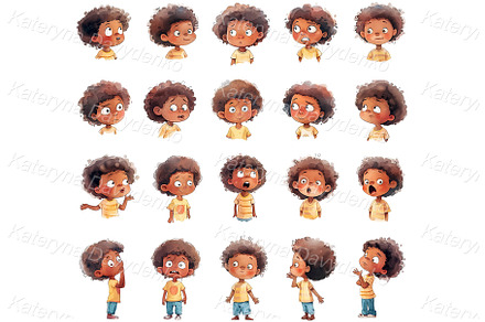 Children emotions face expressions, a Person Illustration by Bubert Art