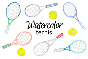 Tennis watercolor clipart, a Background Graphic by GoodFairyClipArt (Thumbnail 1 of 2)