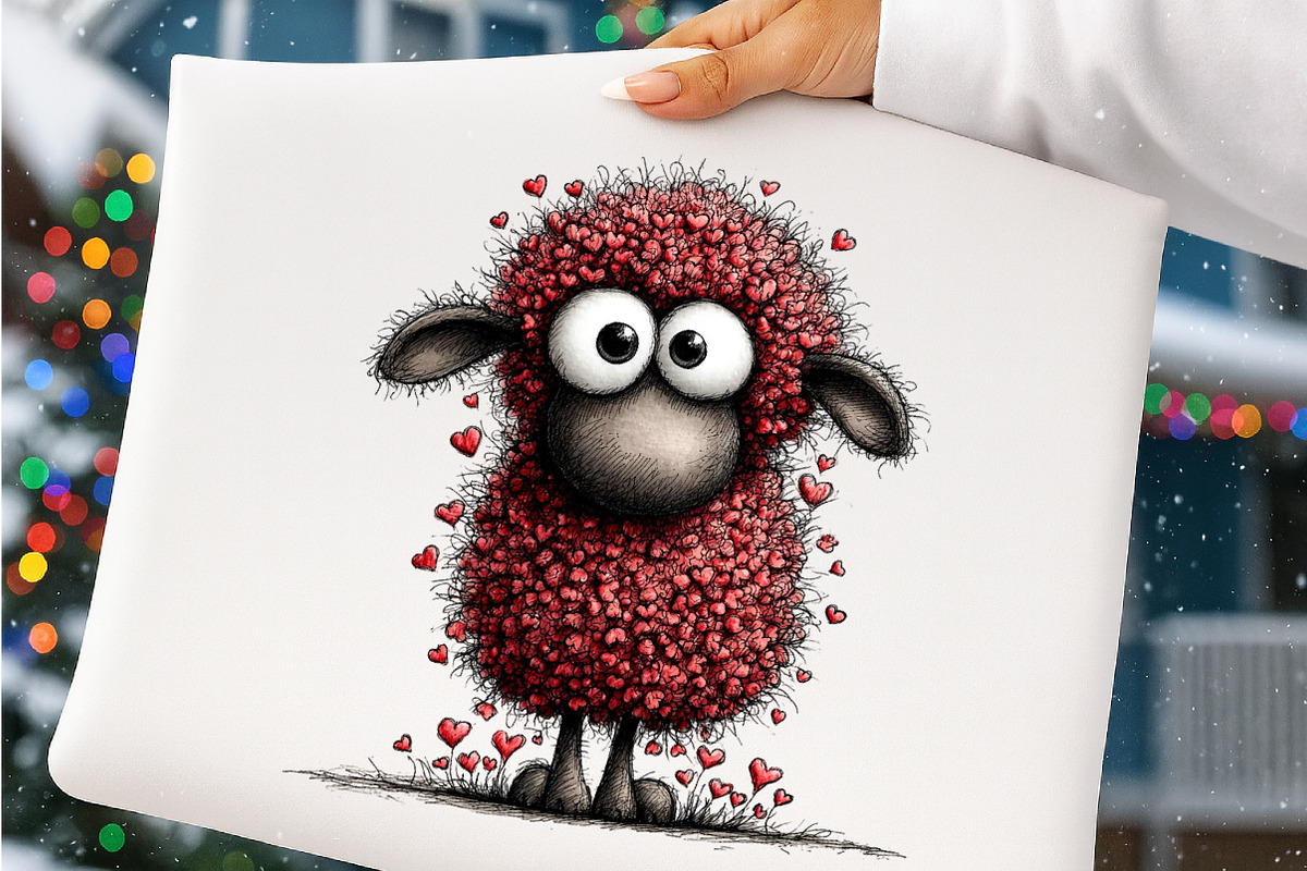 Funny Valentine Sheep Clipart Bundle, an Illustration by SinaCreation (Photo 9 of 11)