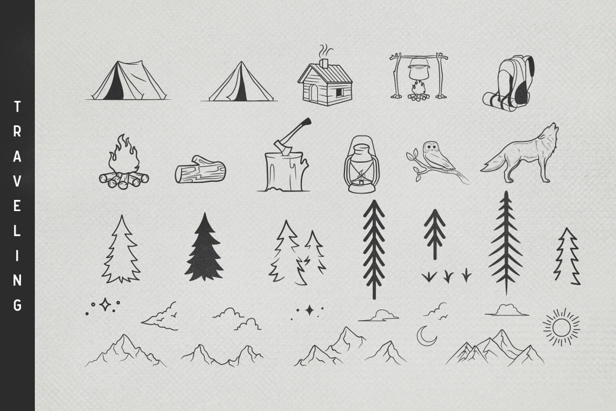100+ PREMIUM HANDDRAWN ADVENTURE SET, an Object Graphic by Vibesteam (Photo 6 of 13)