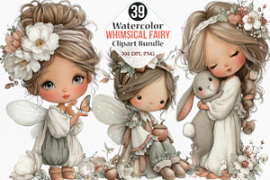 Watercolor Whimsical Fairy Clipart, an Illustration by Canvas Craft