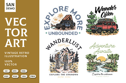 Vintage Outdoor Badge Adventure