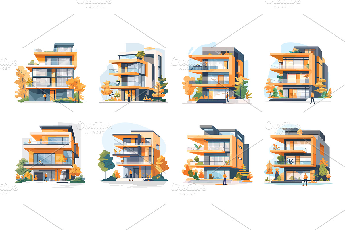 Town house apartments cartoon vector, an Object Illustration by Stock-Smart-Start