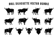 Bull Black Silhouettes Clipart Set, a Person Illustration by Gfx Expert Team (Thumbnail 3 of 3)