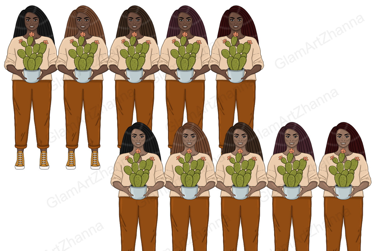 Plant Lover Girls Clipart, a Person Illustration by GlamArtZhanna (Photo 4 of 5)