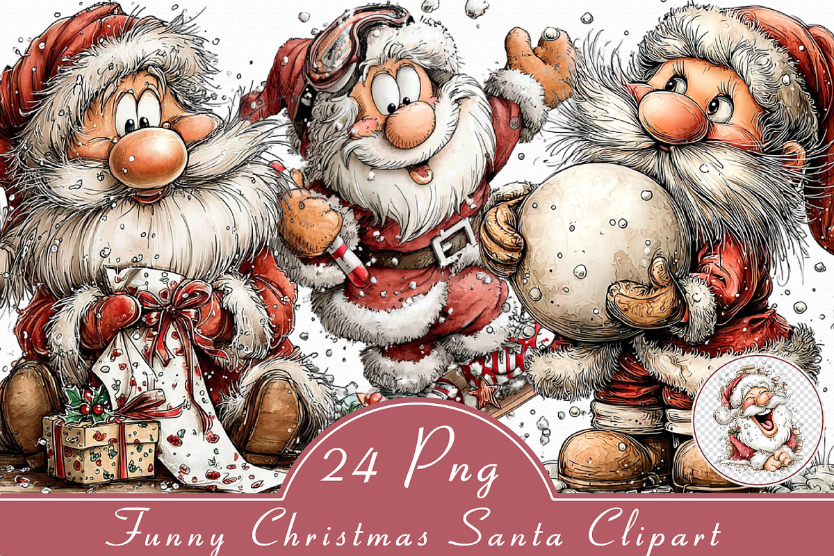 Funny Christmas Santa Clipart, an Illustration by Libby Wishes (Photo 1 of 7)