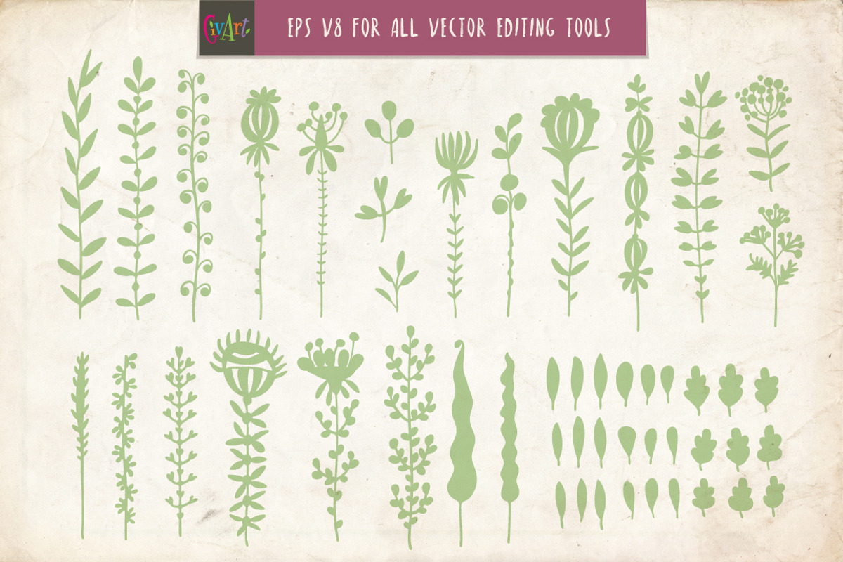 50 floral watercolor vector brushes, a Brush Add-On by SunArt (Photo 3 of 5)