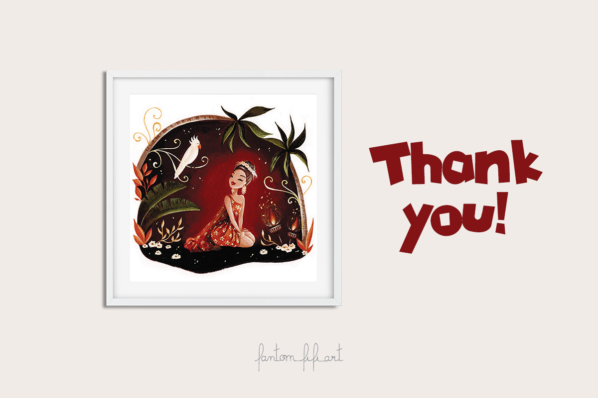Tiki girls gouache illustrations, an Illustration by Fantom Fifi Art (Photo 5 of 5)
