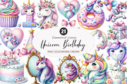 Watercolor Unicorn Birthday PNG, an Illustration by SinaCreation (Thumbnail 1 of 5)