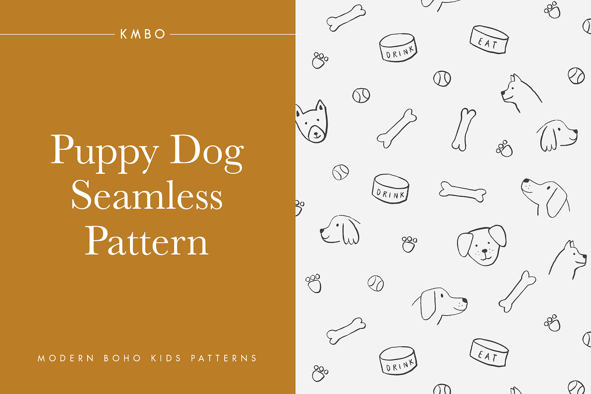 Puppy Dog Seamless Pattern, a Pattern Graphic by KMBO (Photo 1 of 5)