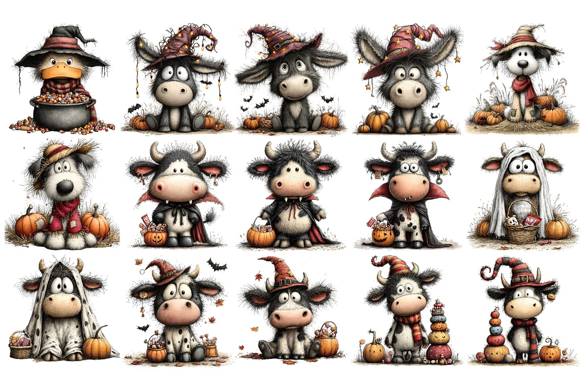 Whimsical Halloween Animals PNG, a Seasonal Illustration by Nicolle's Colorful Art (Photo 5 of 6)