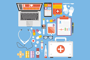 Medical Equipment, Medical Icons Set