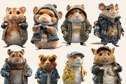 STYLISH HAMSTER FAMILY CLIPART PACK, an Animal Illustration by Daring Digies (Thumbnail 2 of 9)