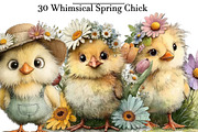 Whimsical Spring Chick Clipart, an Illustration by DreamArtGraphic (Thumbnail 1 of 4)