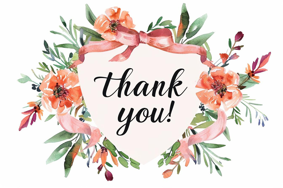 Watercolor Floral Thank You Cards, an Illustration by BIPLOB EXPERT (Photo 8 of 13)