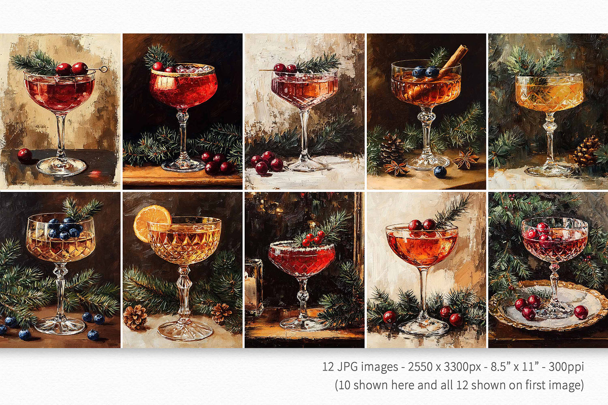 Christmas Cocktails, a Decorative Illustration by rileyBgraphics (Photo 2 of 6)
