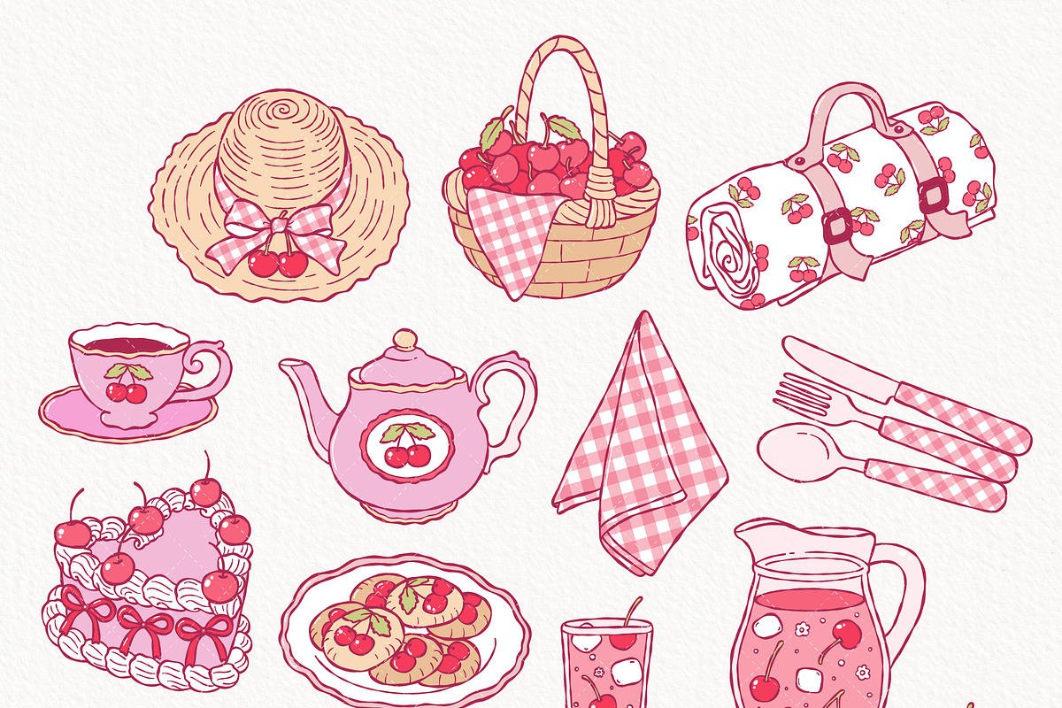 Coquette Cherries Clipart Bundle, a Seasonal Illustration by TitaLivingArt (Photo 4 of 10)