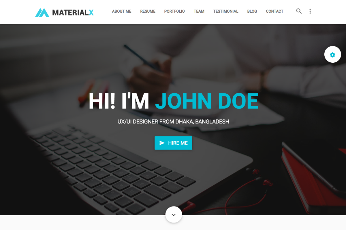 Material Design Personal Resume, a Bootstrap Template by Codetic (Photo 2 of 8)