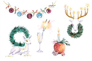 Watercolor Christmas clipart set