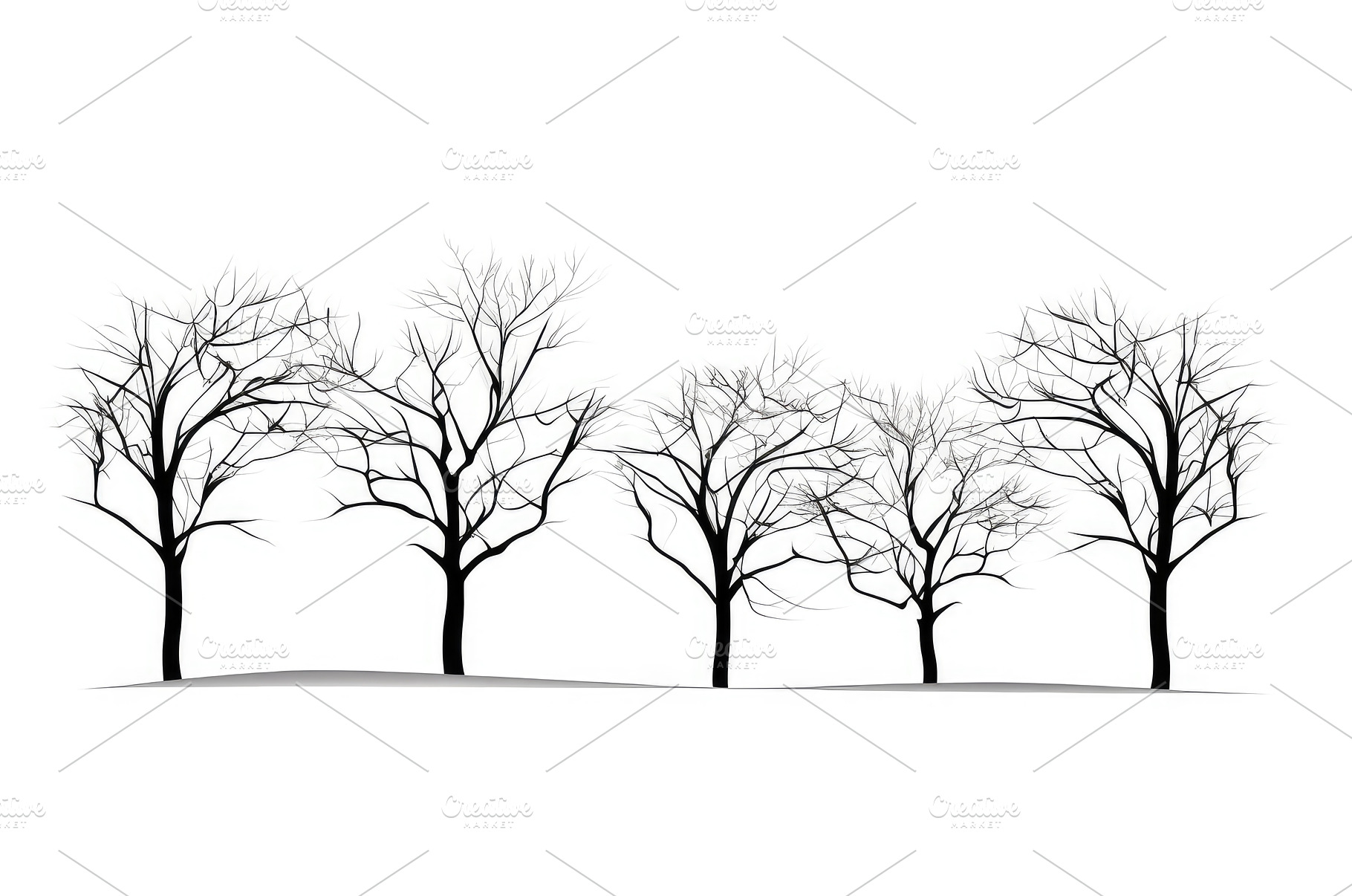 black hand drawn trees ai generated, an Abstract Photo by pikepicture