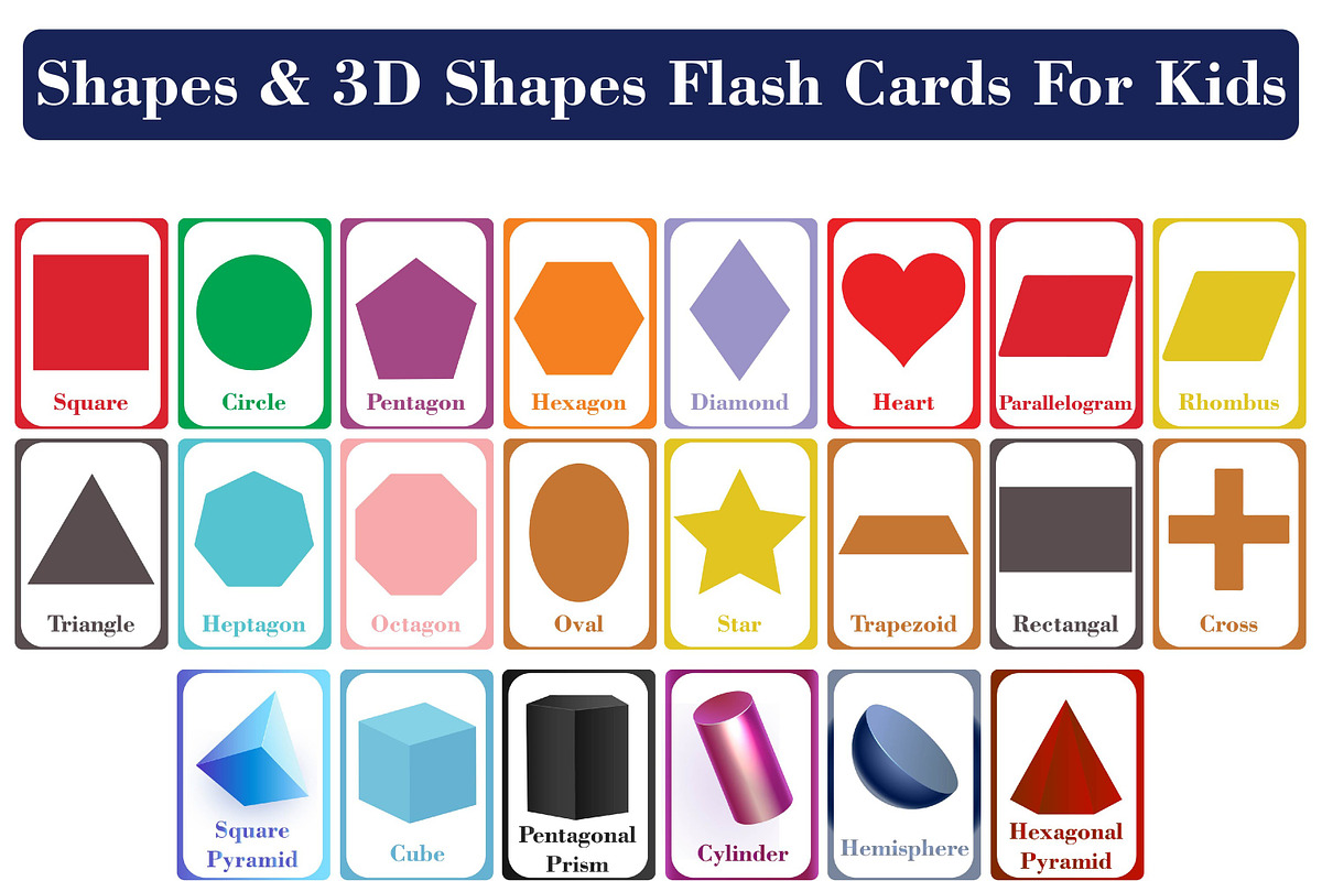 Shapes & 3D Flash Cards Set, a Card Template by DigitalsDesigns (Photo 1 of 4)