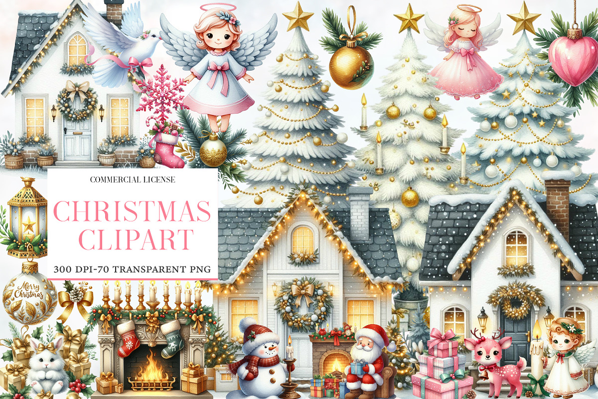 Christmas Clipart Bundle, an Illustration by Designworld (Photo 1 of 5)