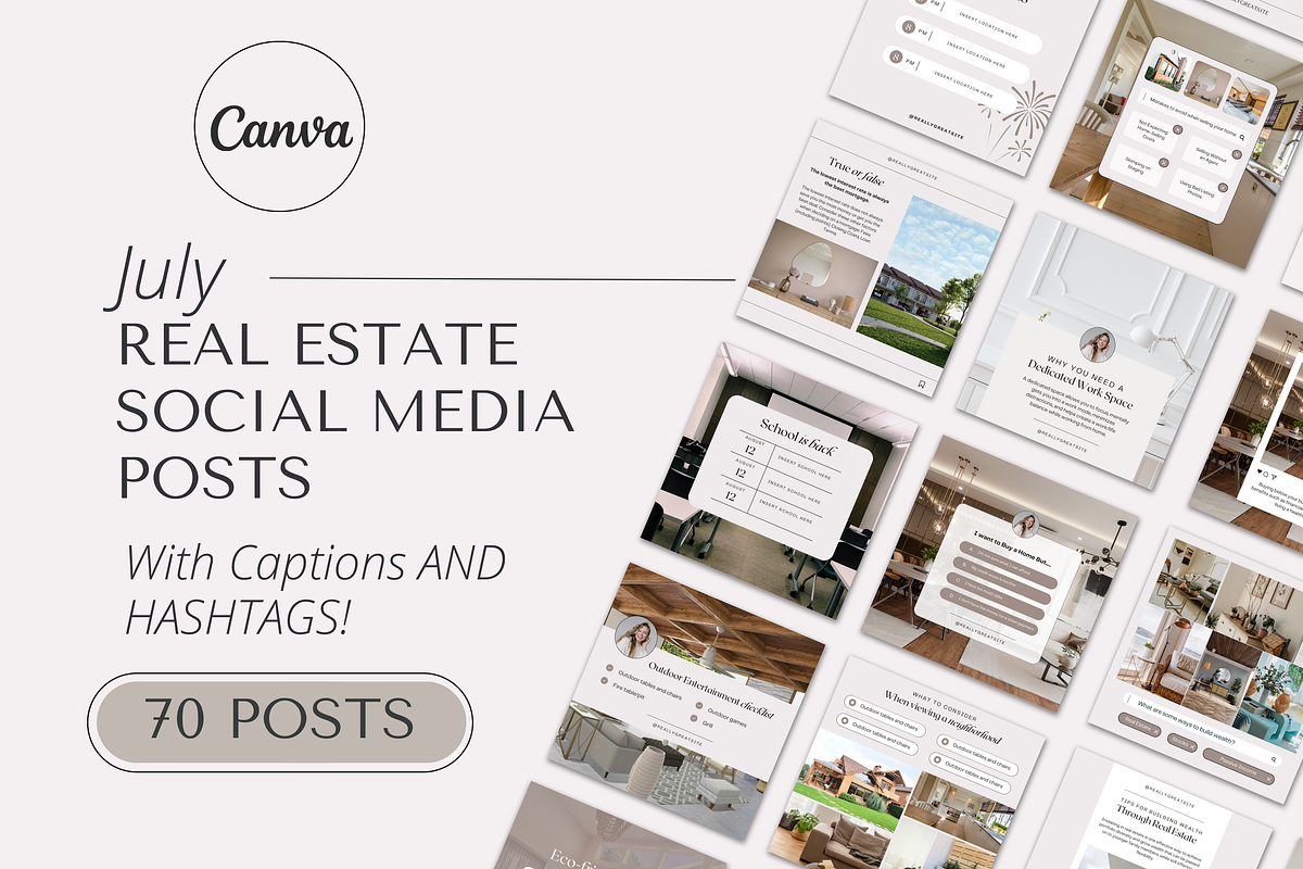 July Real Estate Posts with Captions, a Social Media Template by Marketing Templates Co. (Photo 1 of 9)