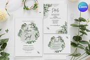Eucalyptus Wedding Invitation Canva, an Invitation Template by Aarley Kaiven (Thumbnail 1 of 4)