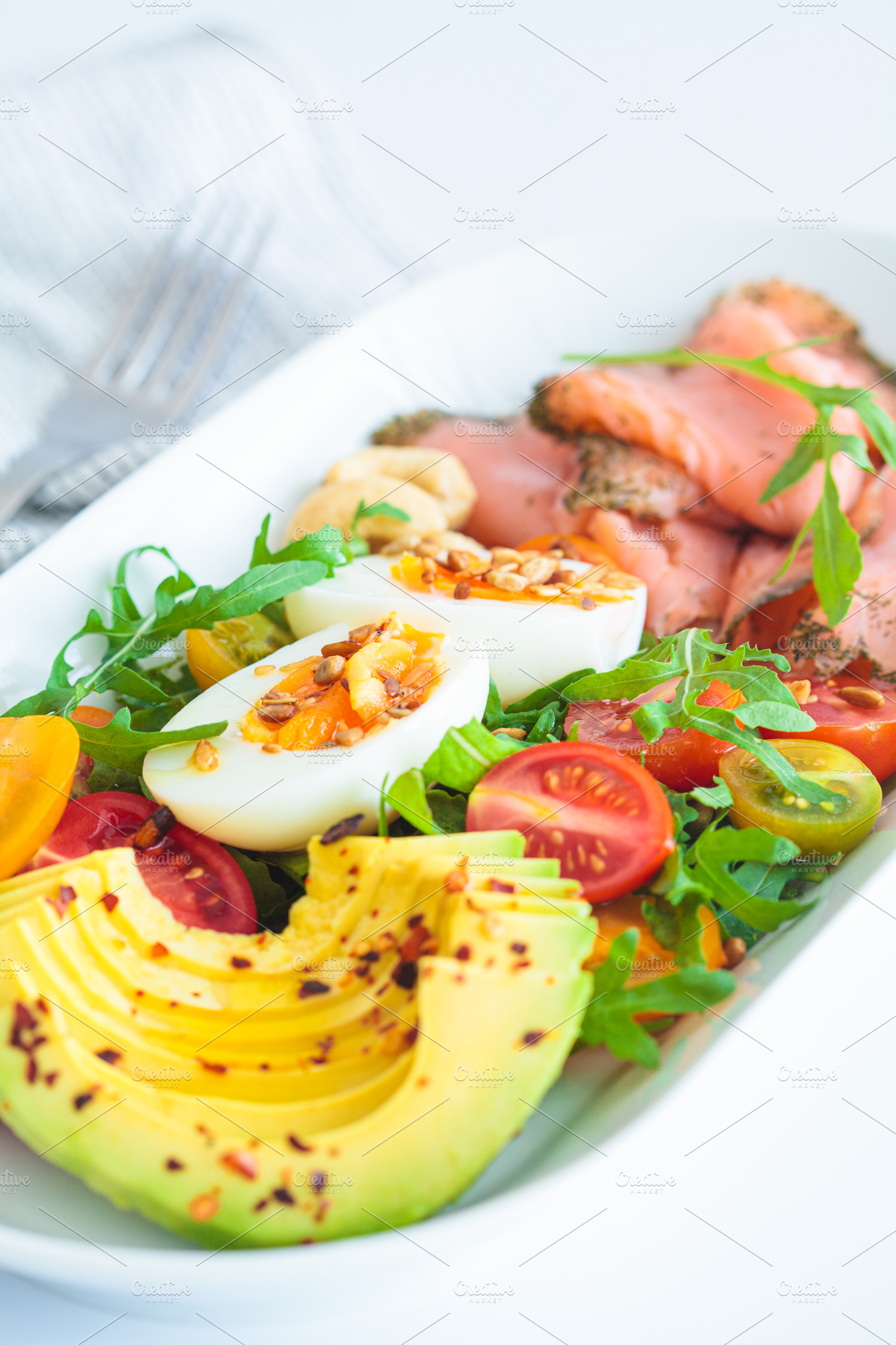 Keto breakfast of salmon, a Food & Drink Photo by vaaseenaa