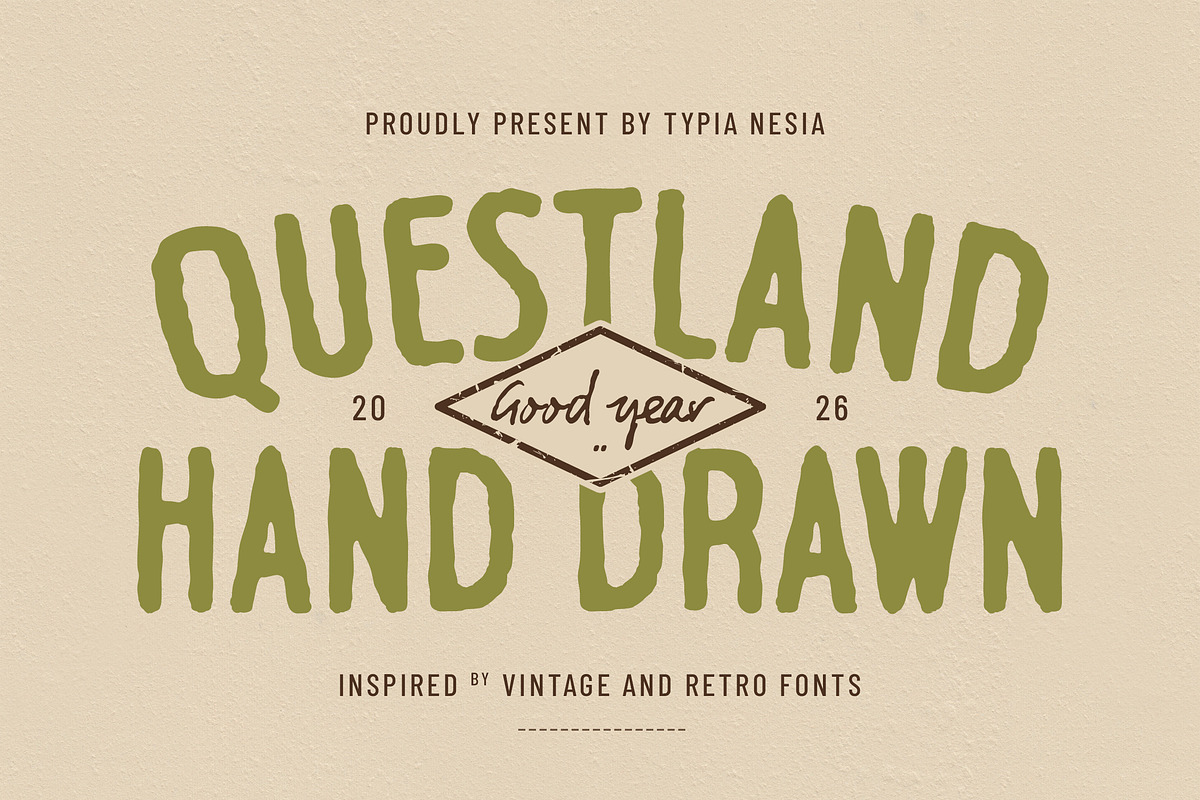 Questland - Rough Vintage HandDrawn, a Handwritten Font by Typia Nesia (Photo 1 of 12)