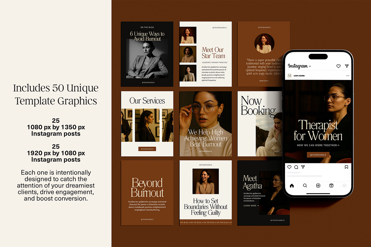 50 Luxury Instagram Canva Templates, a Social Media Template by Glo Design Studio (Photo 2 of 10)
