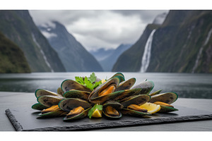 Platter of steamed green lipped, a Food & Drink Photo by Igor Tichonow