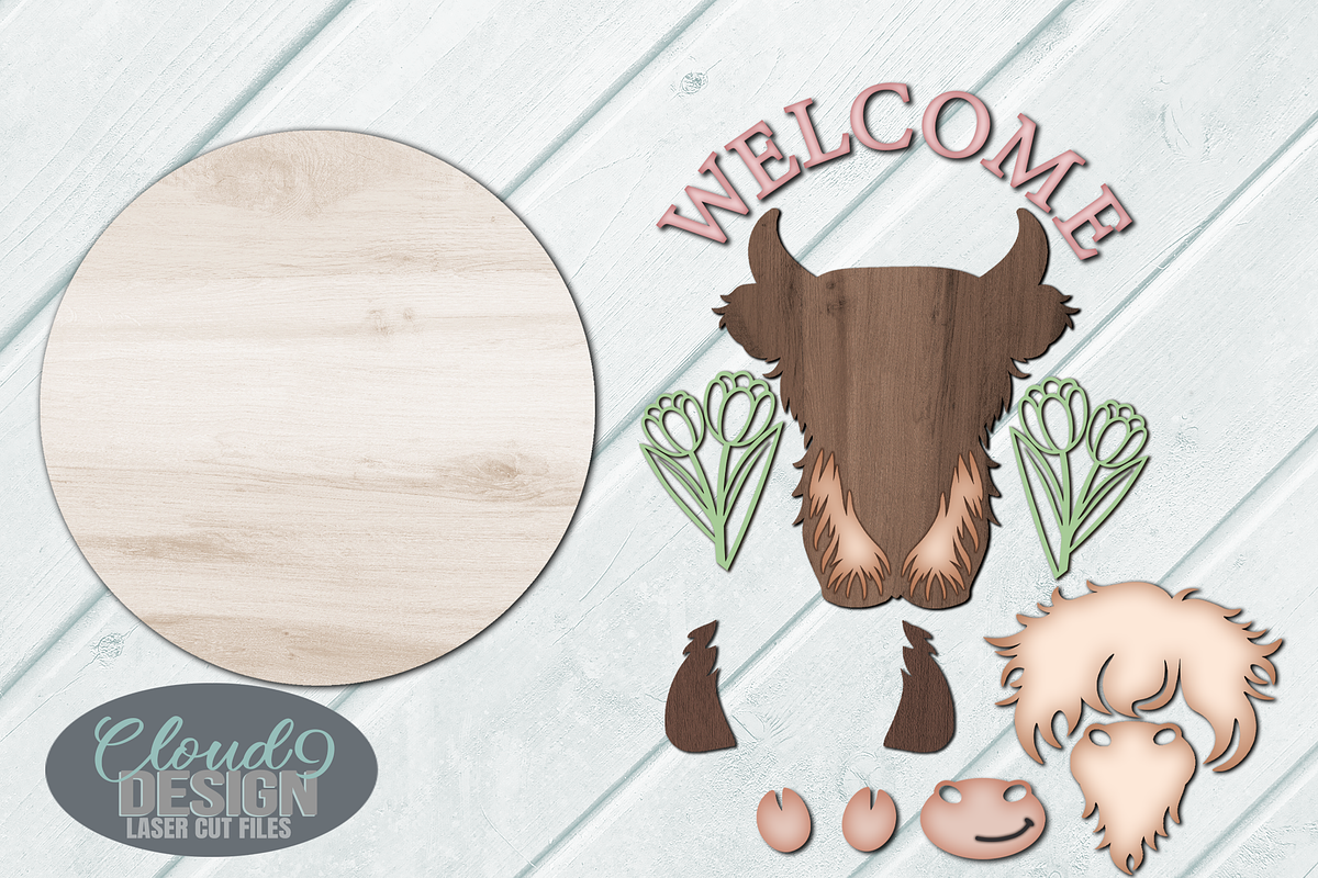 Spring Highland Cow SVG Laser Cut, a Graphic by Cloud9DesignSVG (Photo 4 of 4)