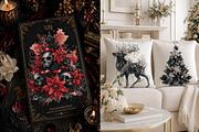 Watercolor Goth Christmas Clipart, a Seasonal Illustration by InkyQueenArt (Thumbnail 6 of 8)