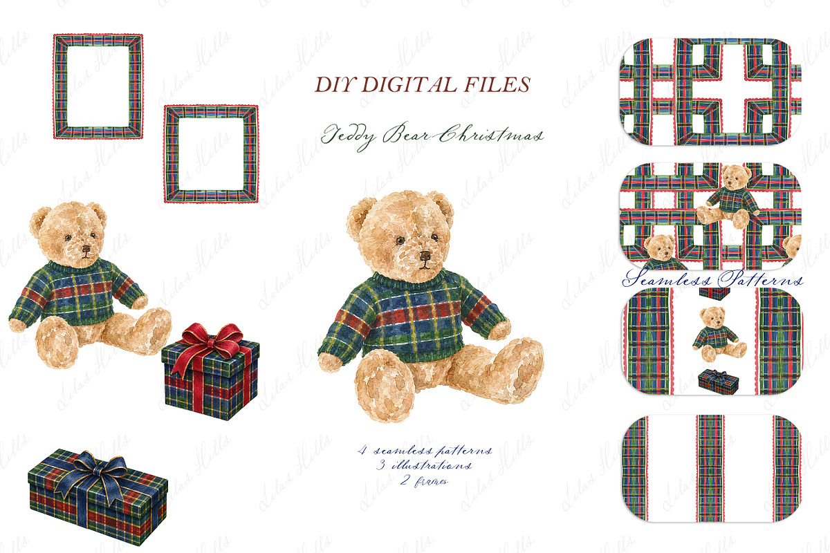 Teddy Bear Christmas Clipart, a Seasonal Illustration by LABFcreations (Photo 4 of 4)