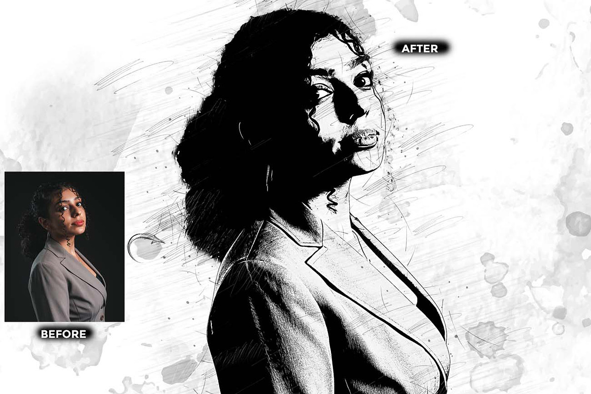 Ink Oil Sketch Artist FX Ps Action, an Action Add-On by Studio Retouch (Photo 6 of 12)
