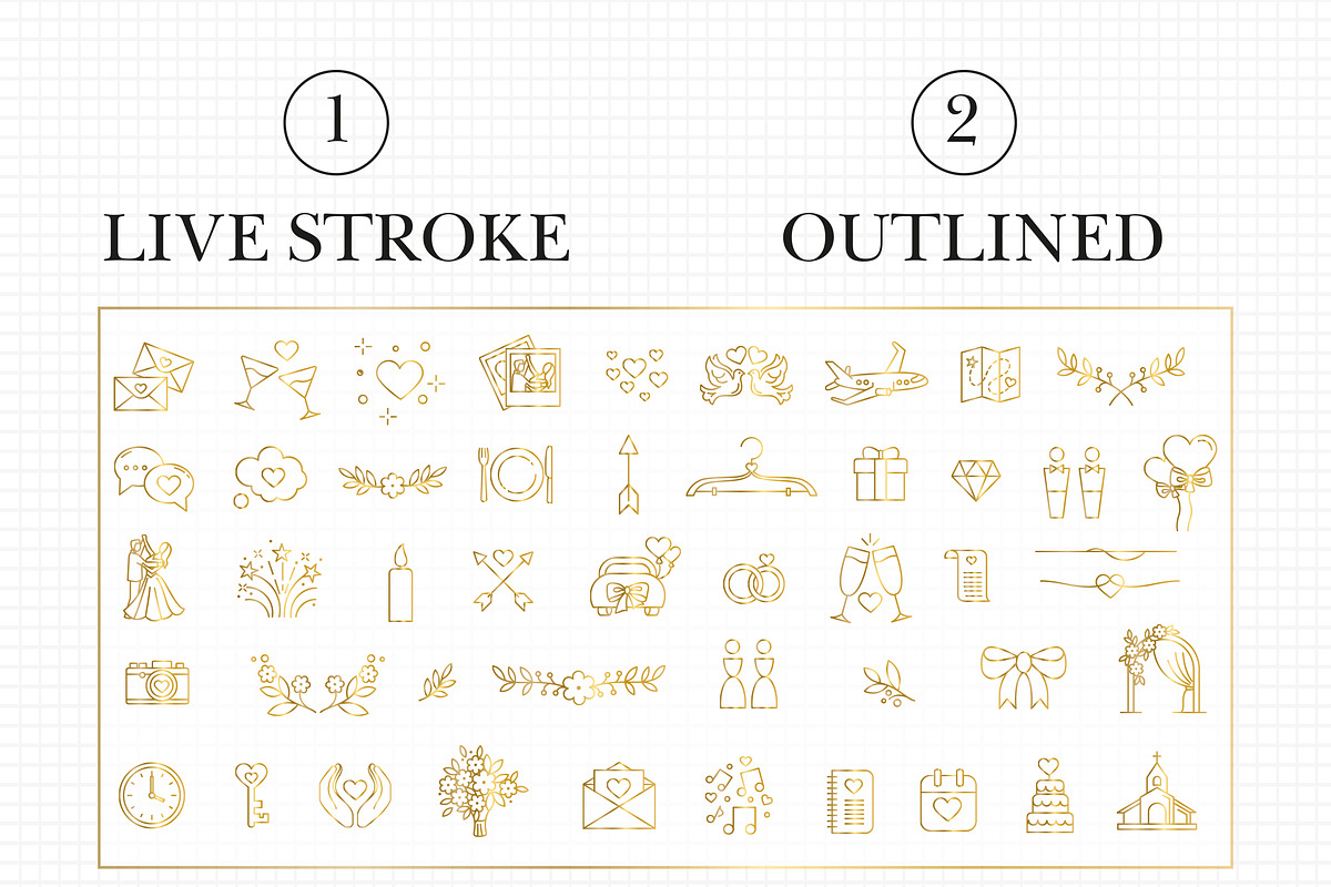 Minimal Gold Wedding Line Art Icons, a Decorative Illustration by Artberriez (Photo 3 of 4)