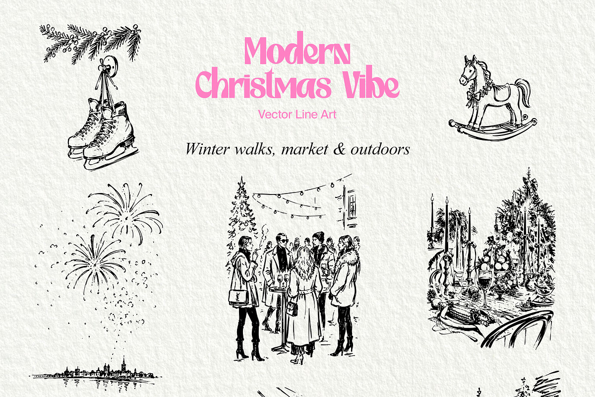 Christmas Vibe: Vector Line Art, a Seasonal Illustration by divanovskaya_nv (Photo 11 of 15)