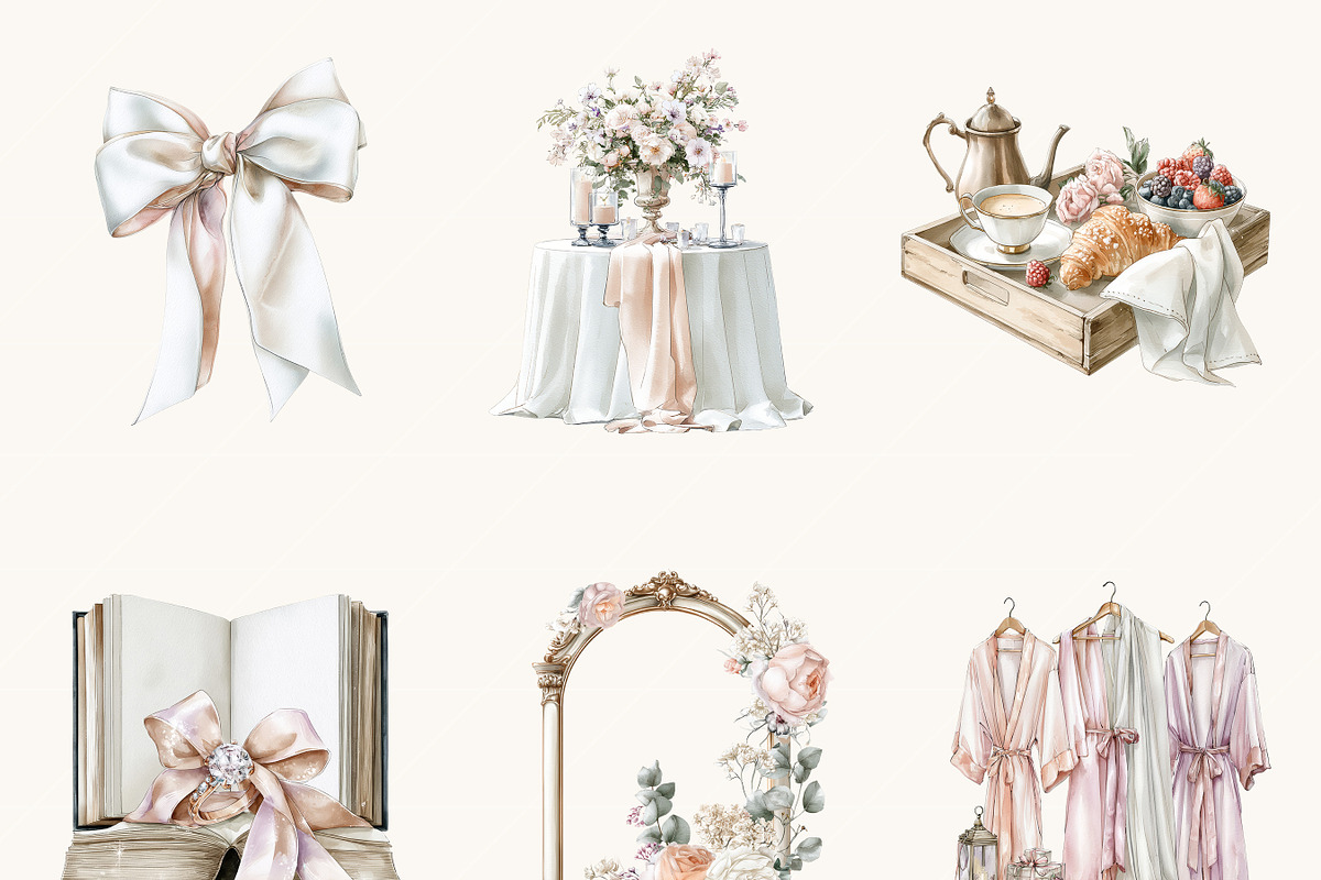 Watercolor Wedding Clipart Bundle, a Person Illustration by BusyDaydesign (Photo 5 of 9)