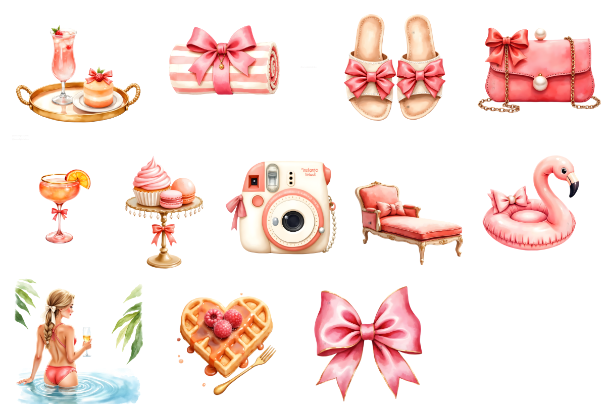 Coquette Pool Party Clipart, a Decorative Illustration by Anca Digital Vibe (Photo 6 of 7)