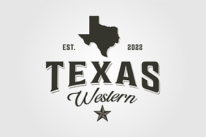 Texas Map Logo Vintage Vector Symbol