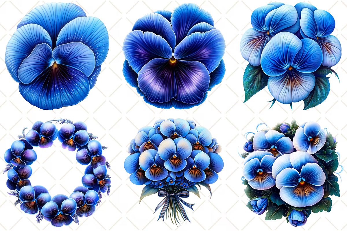Watercolor Pansy Flowers Clipart, an Illustration by Black Bird Studio (Photo 4 of 5)