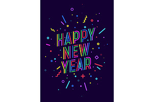 Happy New Year. Greeting card, an Illustration by Foxys Graphic