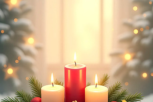 Festive Advent Wreath with Lit Candl, a Photo by LOGOCREATIVE