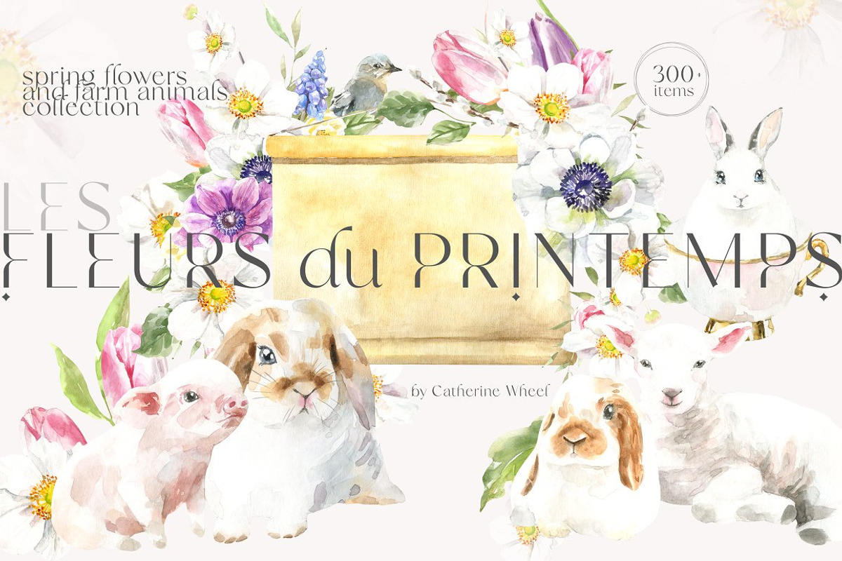 52in1 Whole Shop Bundle Watercolor, an Animal Illustration by Catherine Wheel (Photo 6 of 28)