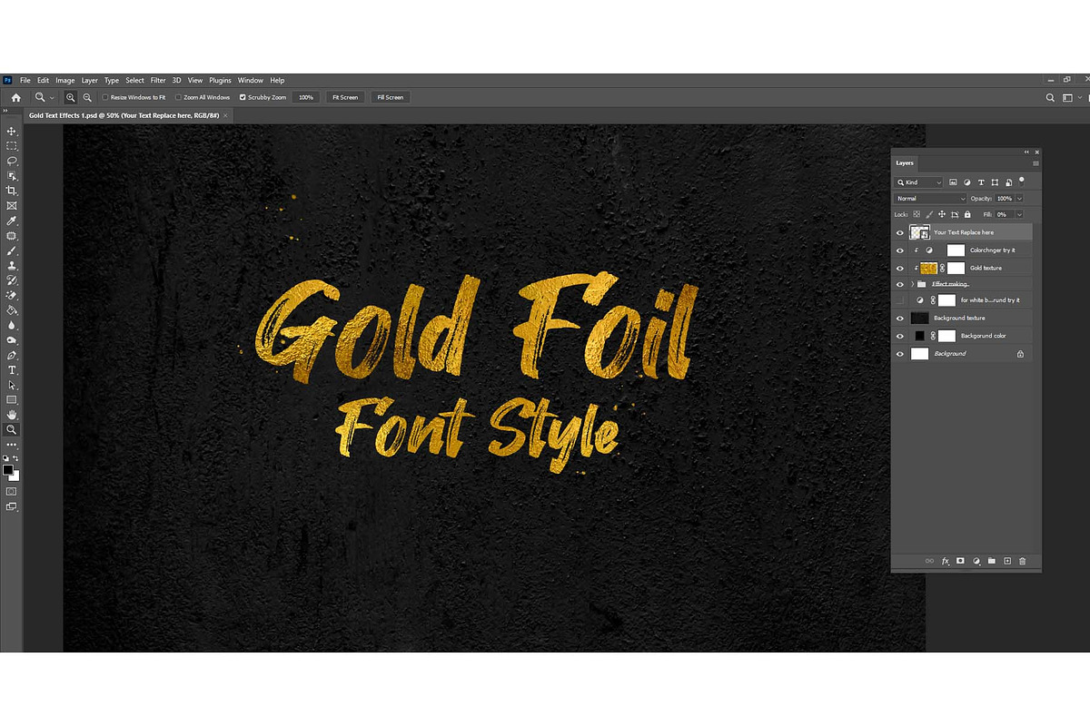 Gold Foil Photoshop Text Effect, a Layer Style Add-On by MRI STUDIO (Photo 14 of 29)