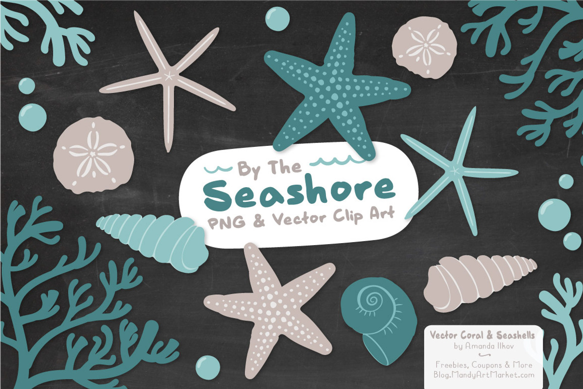 Seashells Clipart in Vintage Blue, an Illustration by Amanda Ilkov (Photo 3 of 5)
